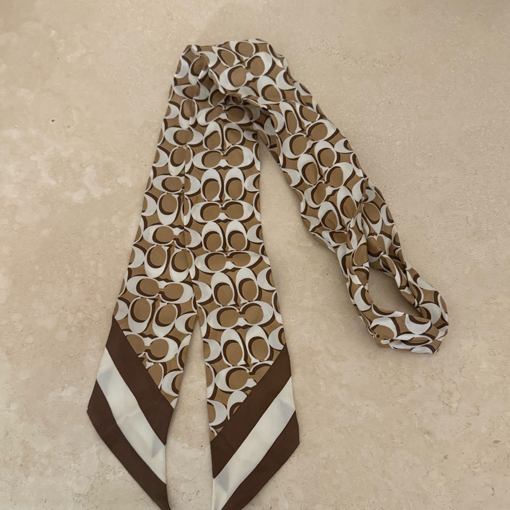 Coach Signature Print Silk Skinny Scarf